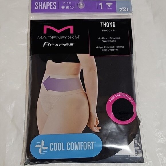 Maidenform Flexees Women's 2XL Lace Shaping Thong, Style FP0049 Black New - Picture 11 of 11